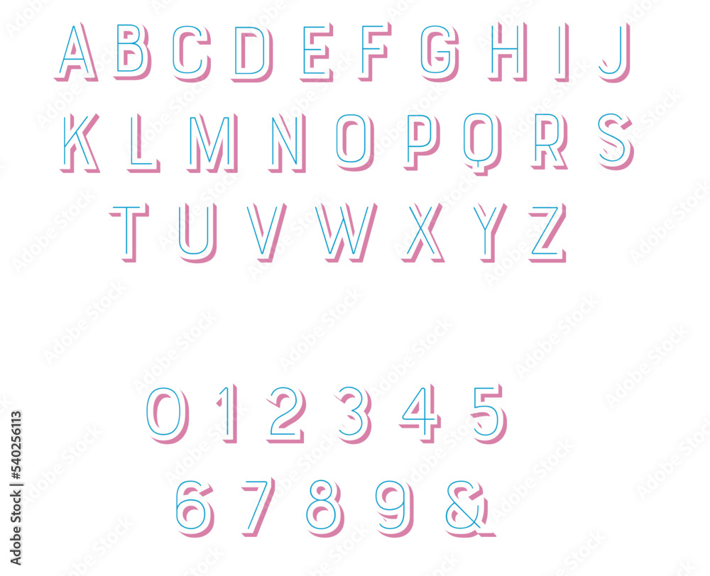 Obraz premium 3D Pink Alphabet Letters, Numerals, Numbers font