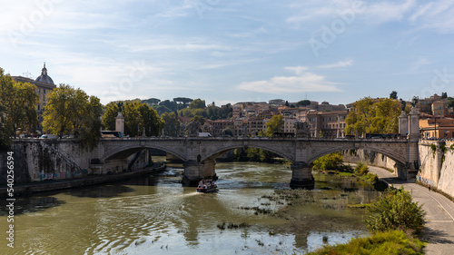 Canvas Print bridge over the Tiber river in Rome