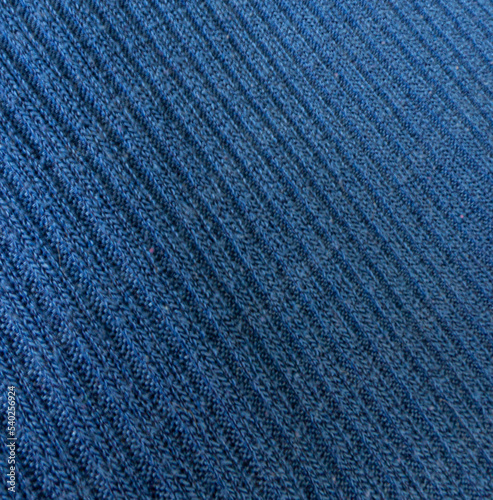 Blue rib knit fabric. Background without people.