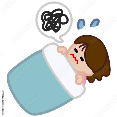 クレヨンタッチのイラスト / 眠れない女性