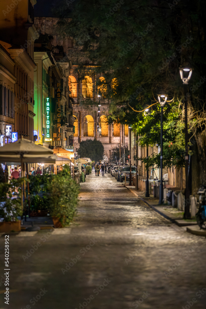 street in Rome at night