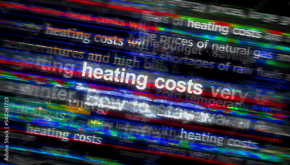Headline titles media with Heating costs 3d illustration