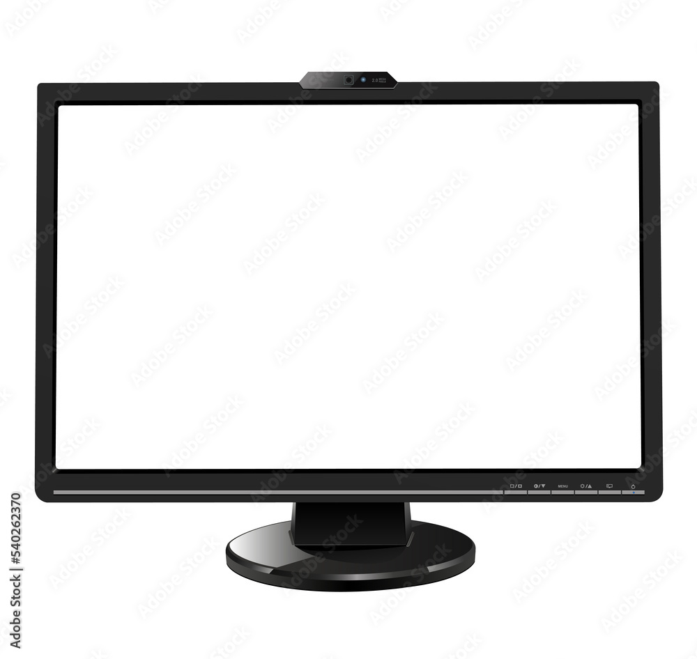 Monitor tv, front view with empty screen 3d icon isolated. Monitor tv, front view with empty screen 3d icon isolated.