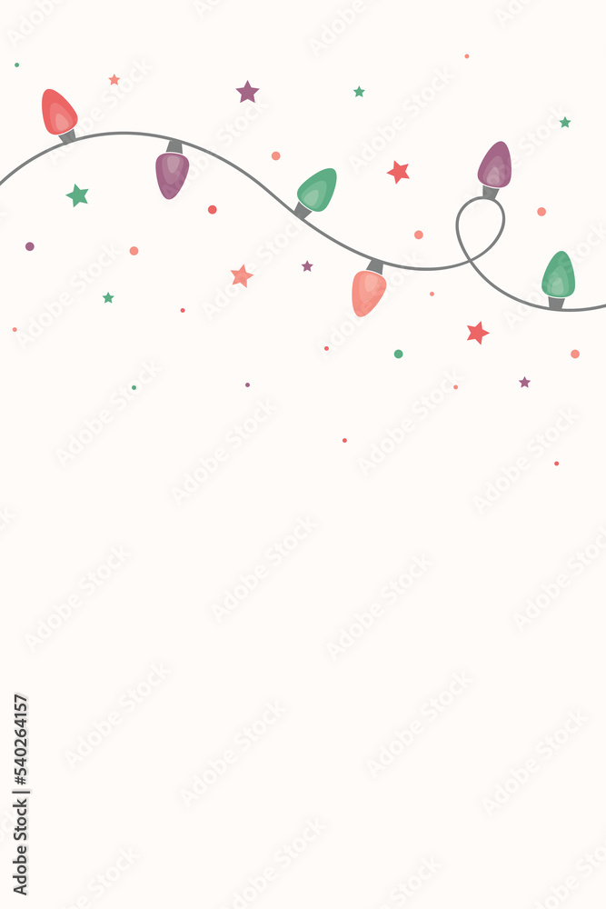 Colourful Christmas lights. Background with decorations. Vector illustration