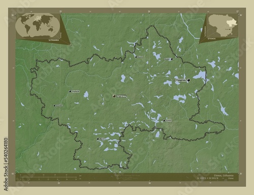 Utenos, Lithuania. Labelled points of cities photo