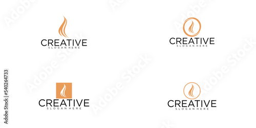Hair logo design with concep simple premium vector