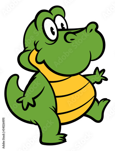 Cartoon illustration of Funny Alligator walking and greeting  best for sticker  logo  and mascot with animal themes for children