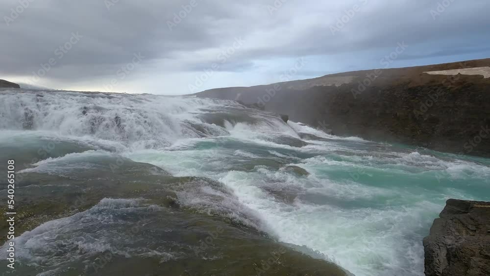 Gullfoss, Golden Falls waterfall, located in the canyon of the Hvítá river in southwest Iceland, 4K video. Gullfoss, Golden Falls waterfall, located in the canyon of the Hvítá river in southwest Iceland, 4K video.