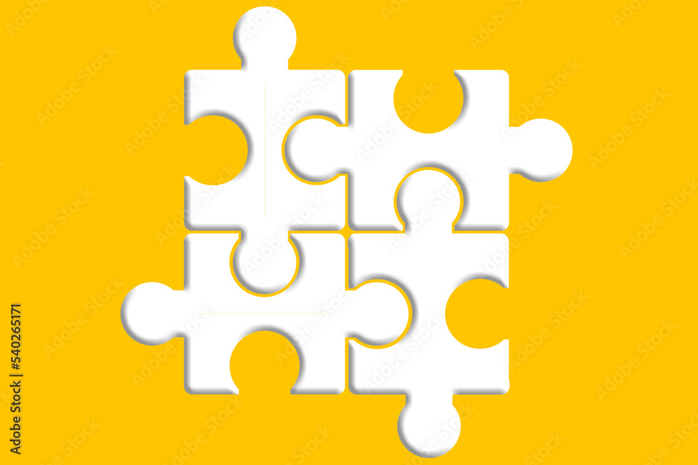 Group of white paper jigsaw puzzles