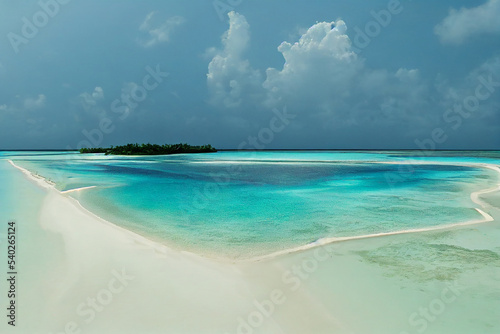 Maldives paradise scenery. Tropical aerial landscape  seascape with long jetty  water villas with amazing sea and lagoon beach  tropical nature. Exotic tourism destination banner  summer vacation