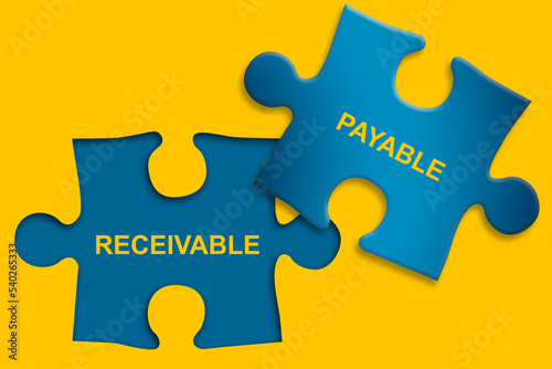 Receivable and payable text on Jigsaw Puzzle. Accounting and business concept photo