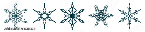 A set of snowflakes. Christmas or New Year snowflake. Vector image for postcards, calendars and other winter decoration.