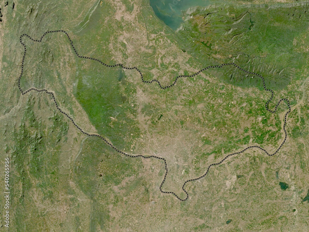 Vientiane prefecture, Laos. Low-res satellite. No legend Vientiane prefecture, Laos. Low-res satellite. No legend