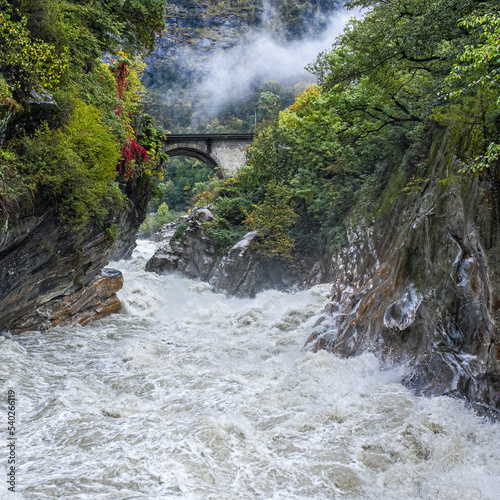 River Flood in Ticino, Switzerland