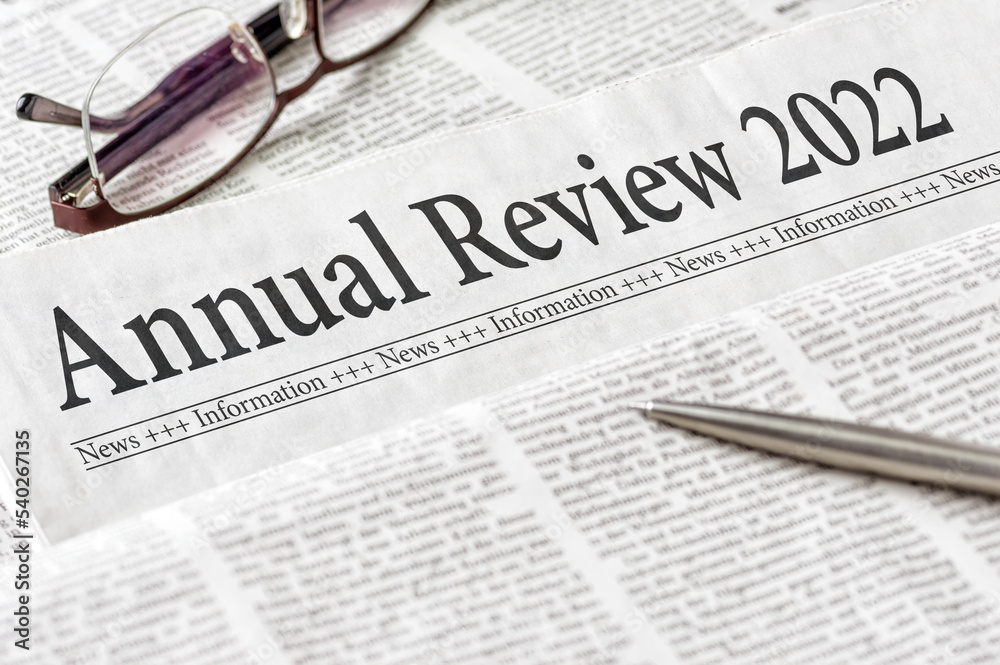 A newspaper with the headline Annual review 2022 A newspaper with the headline Annual review 2022