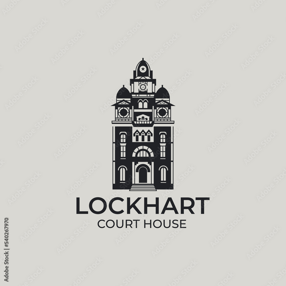 Lockhart courthouse logo template vector, perfect for architecture, travel, tourism, etc.