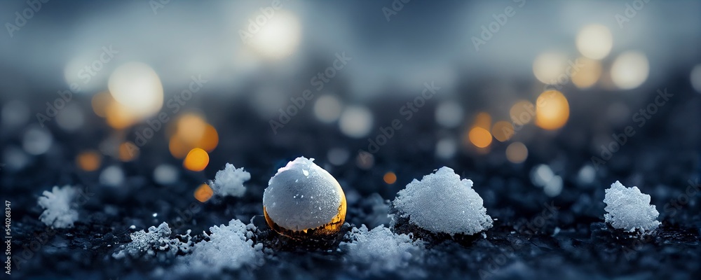 Fototapeta premium Abstract Winter Christmas background with, heavy snowfall, snowflakes in different shapes and forms, snowdrifts. Ice. Winter themed closeups. beautiful snow. 3d Illustration.