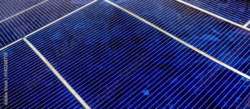 Close-up of Solar energy panel. Close-up texture of Solar Panel. photo