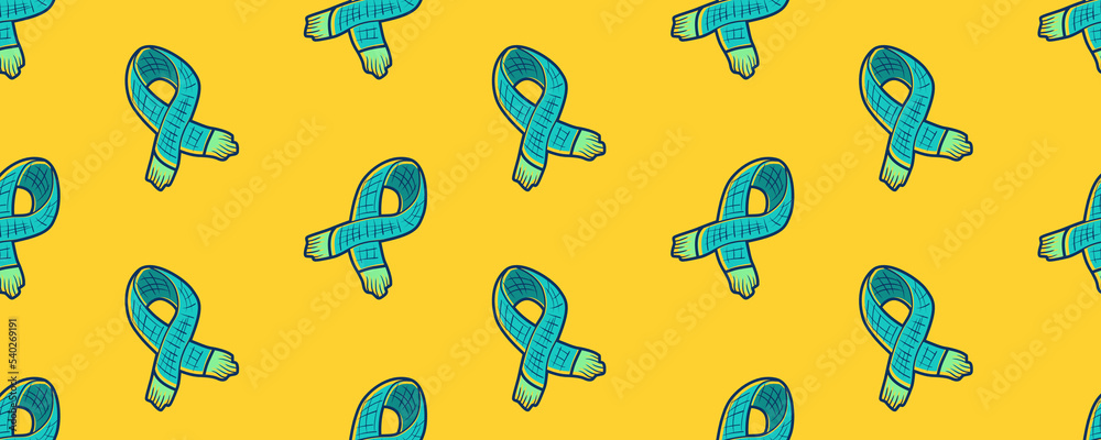 blue scarf on pastel yellow background as seamless pattern wallpaper on green pastel background header