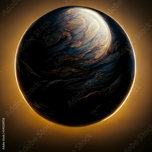 The planet venus in space. The planet Venus on a black background. Beautiful orange comet. A picture of the planet from the satellite. Dark planet in space.