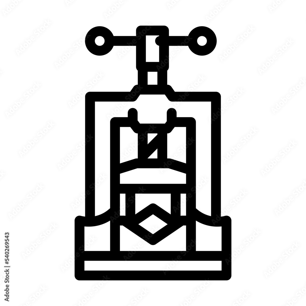 pipe vice line icon vector. pipe vice sign. isolated contour symbol black illustration pipe vice line icon vector. pipe vice sign. isolated contour symbol black illustration