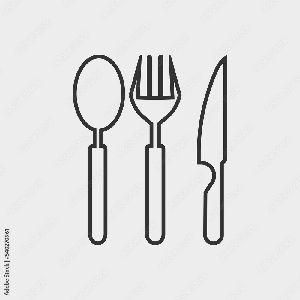 Folk knife and spoon vector icon illustration sign Folk knife and spoon vector icon illustration sign