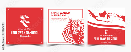Set of banners Hari Pahlawan Nasional Indonesia design template for social media post vector illustration