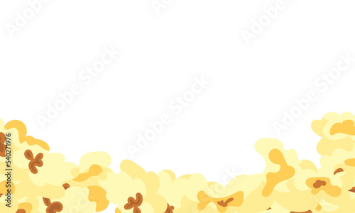Background cartoon kernels popcorn and pop corn snack. Tasty icon grain maize and salty eat. Caramel sweetcorn for movie and isolated white nutrition. Closeup fluffy treat vector illustration