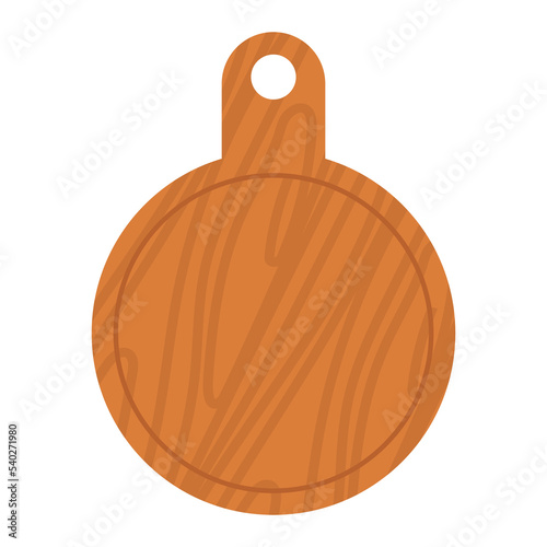Cartoon wooden pizza board. Restaurant empty utensil for food and chop board for kitchen icon isolated white. Handles plank tray for cutting and cooking. Textured hardboard vector illustration