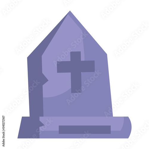 Icon cartoon headstone or tombstone for grave. Death gravestone for cemetery and dead symbol. Halloween tomb or scary burial. Crypt or old element rip and ingenious vector illustration