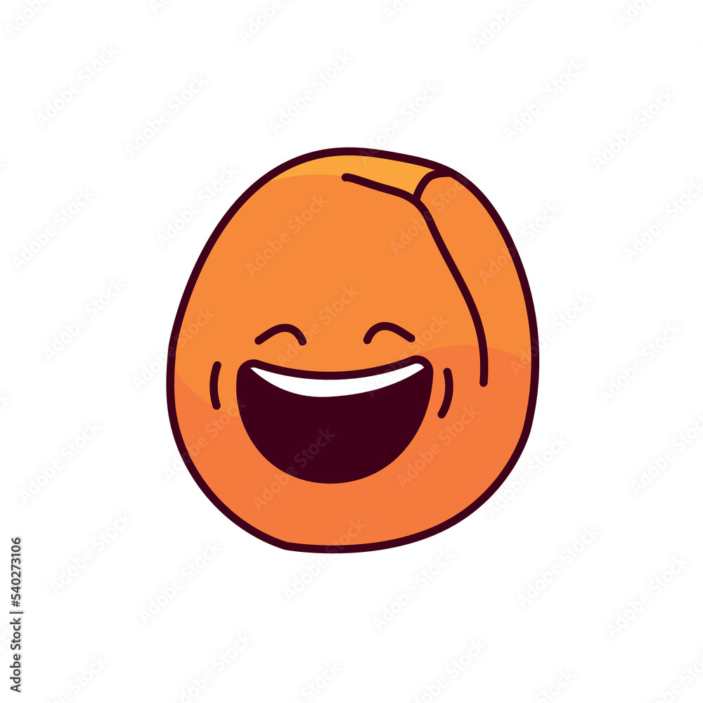 Fototapeta premium Apricot laughs color line icon. Mascot of emotions