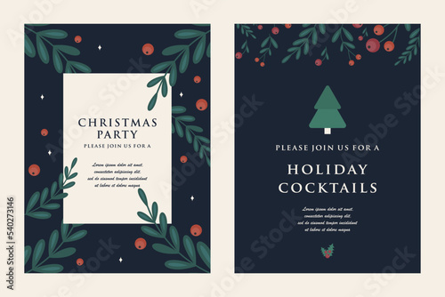 Christmas Party Greeting Card, Invitation. Cocktail Party Template.