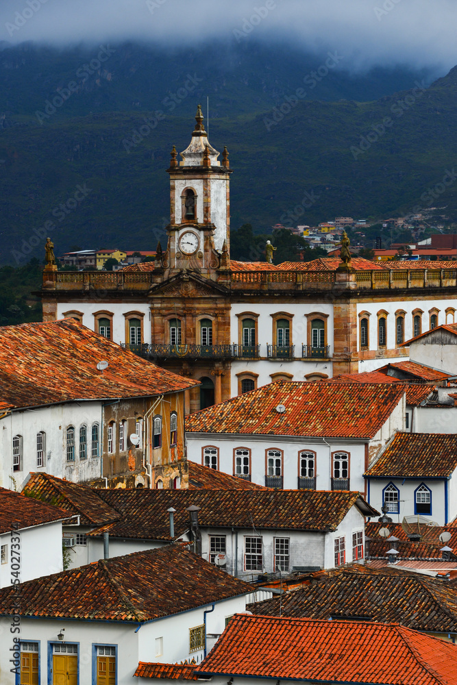 A partial view of the historic, UNESCO World Heritage-listed Ouro Preto colonial town, Minas Gerais state, Brazil