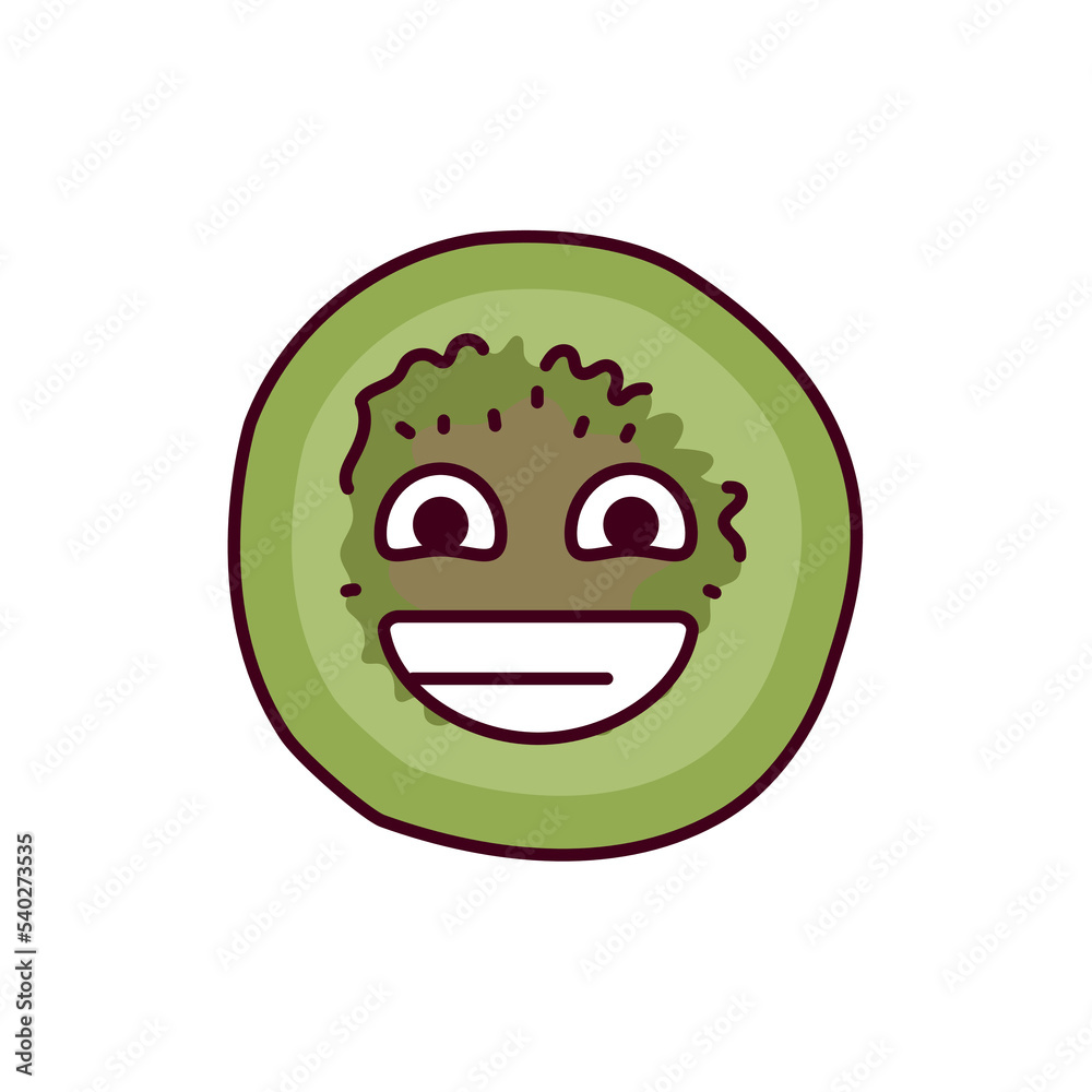 Smiling kiwi color line icon. Mascot of emotions Smiling kiwi color line icon. Mascot of emotions