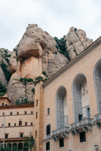Montserrat in a cloudy conditions during the late summer season. Barcelona Catalonia Spain. High quality photo