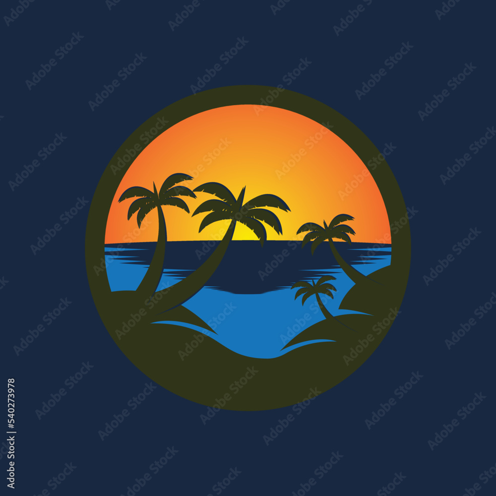 Sunset logo icon design symbol illustration