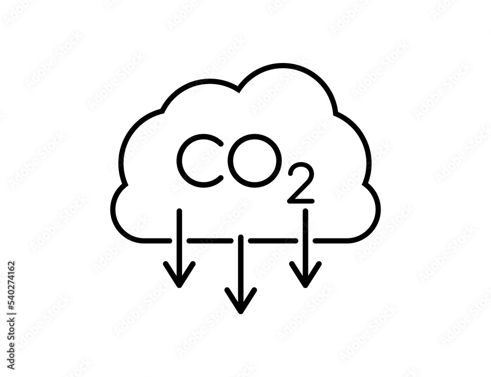 Carbon reduction icon. Carbon emissions icon in trendy linear style design. Vector illustration Carbon reduction icon. Carbon emissions icon in trendy linear style design. Vector illustration