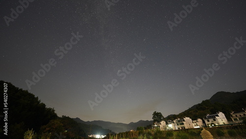 The dark night sky view with the milkyway as the background © Bo