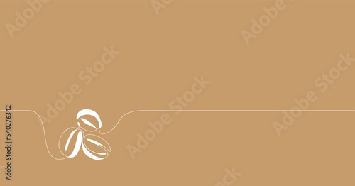 Vector illustration with the coffee beans. Single line art with coffee seeds. photo