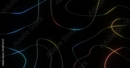 3d render with colorful curved lines on black