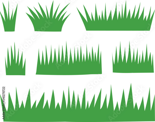 Set of Green Grass Isolated on White Background