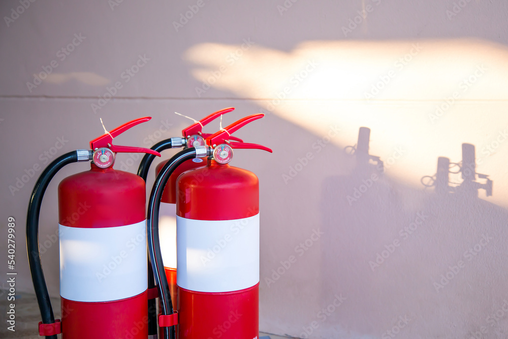 Red fire extinguisher tank for protection and prevent and safety rescue
