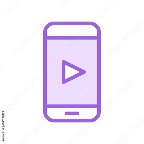 smartphone video line icon in two colors isolated on white background. smartphone video purple vector icon for web design, ui, mobile apps, print polygraphy and promo business