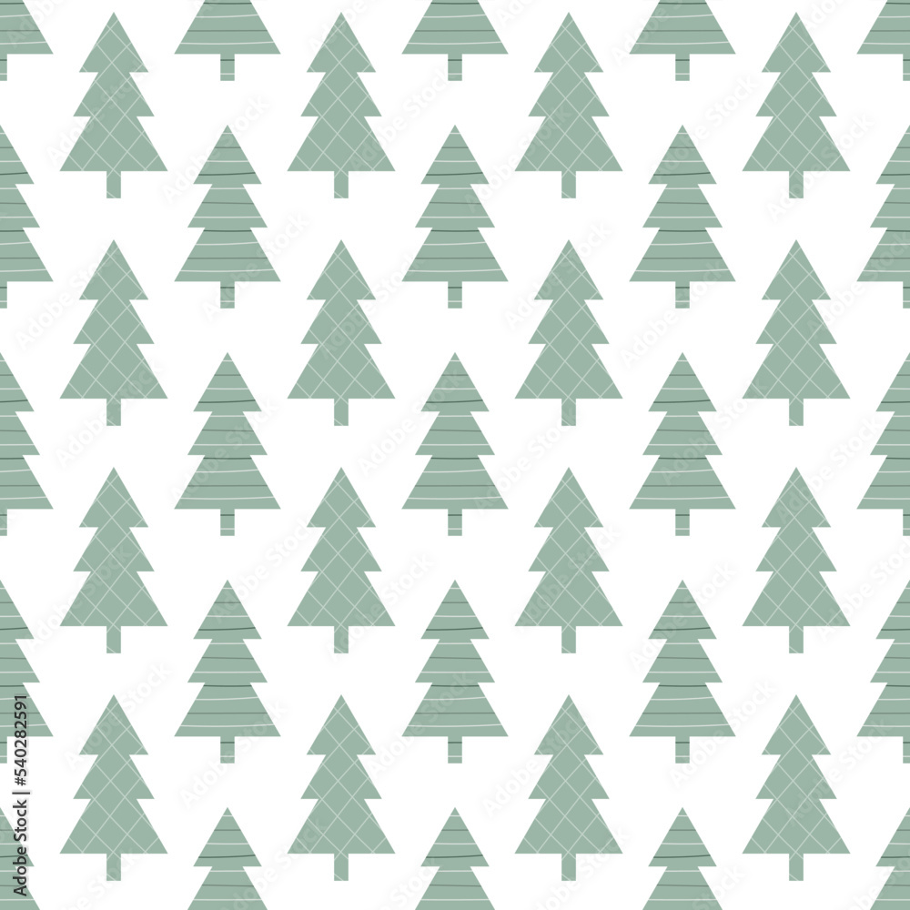 Green christmas trees on white background. Simple seamless pattern. Green christmas trees on white background. Simple seamless pattern.