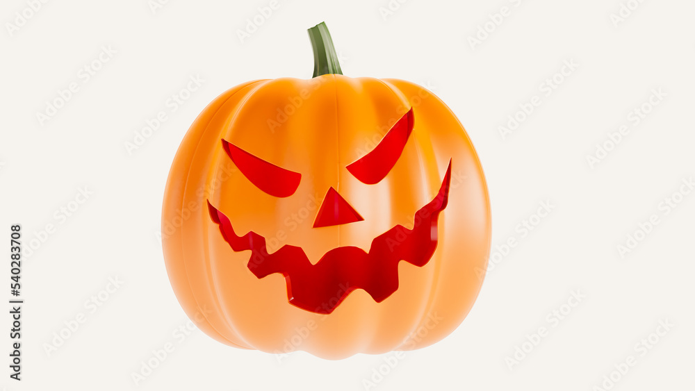 Fototapeta premium 3D render of halloween pumpkin isolated on white background, halloween concept