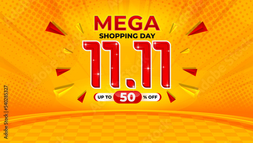 11.11 singles day sale, Shopping day sale vector background illustration for banner, poster, social media feed