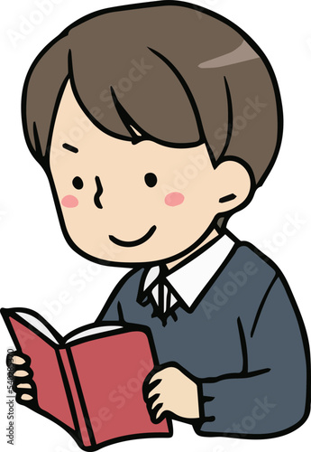 意欲的に読書する男子学生のバストアップ