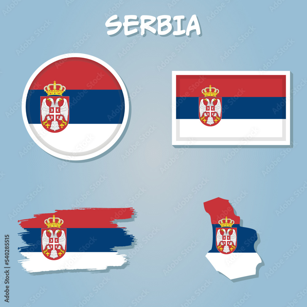 Obraz premium Serbia flag inside the Serbian map borders vector illustration.