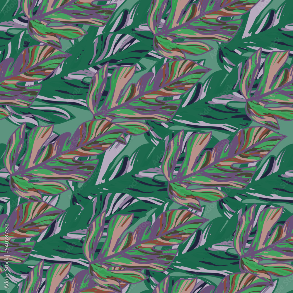 Creative tropical leaves seamless pattern in sketch style. Palm leaf endless floral background. Creative tropical leaves seamless pattern in sketch style. Palm leaf endless floral background.