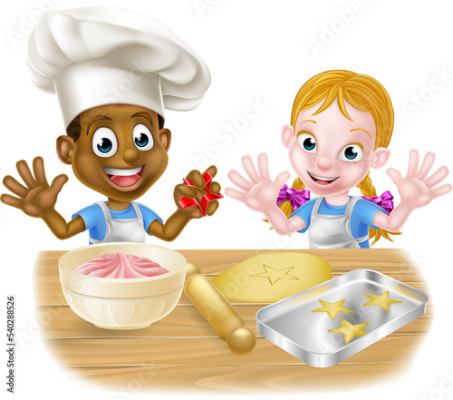 Cartoon Kids Baking